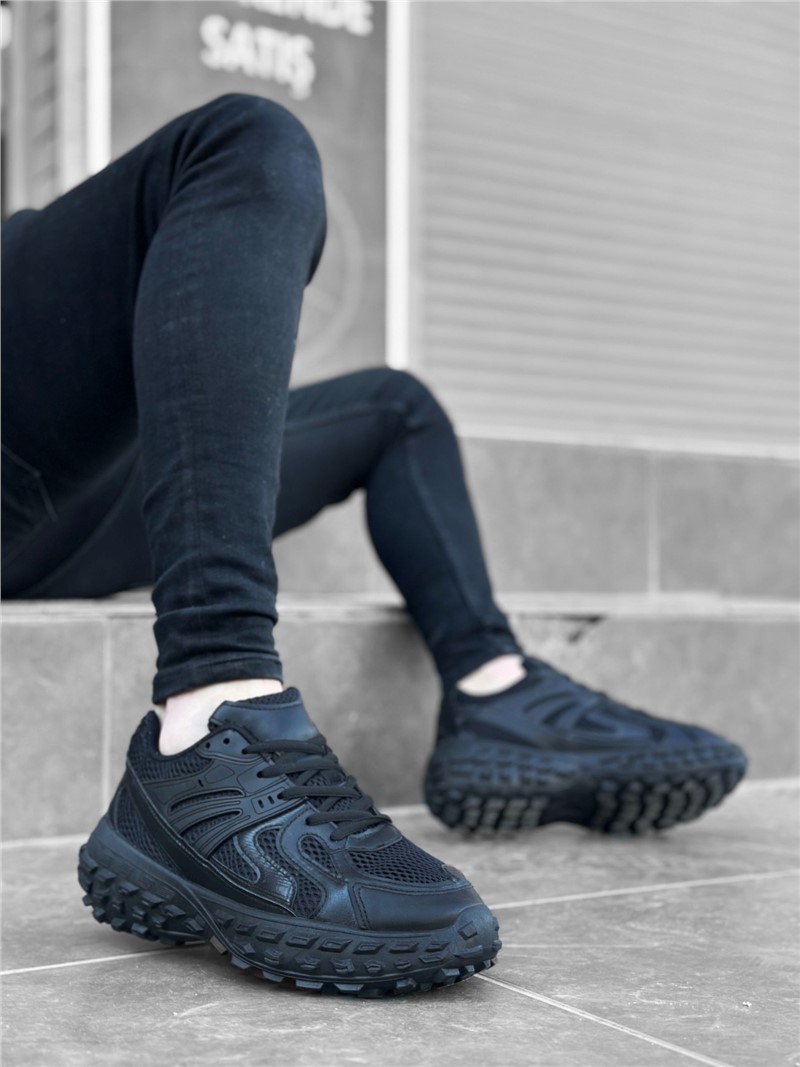 Men's Lace Up Sports Shoes BA0592 - Black #371321