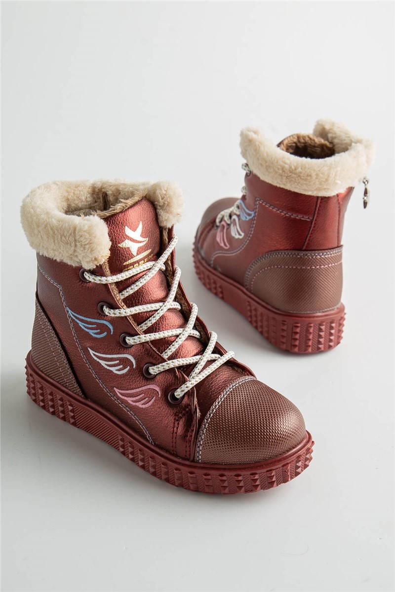 Children's Boots with Scrawl Lining 26-30 - Bordeaux #362439