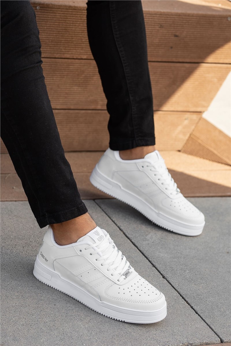 Men's Lace Up Sports Shoes - White #362331