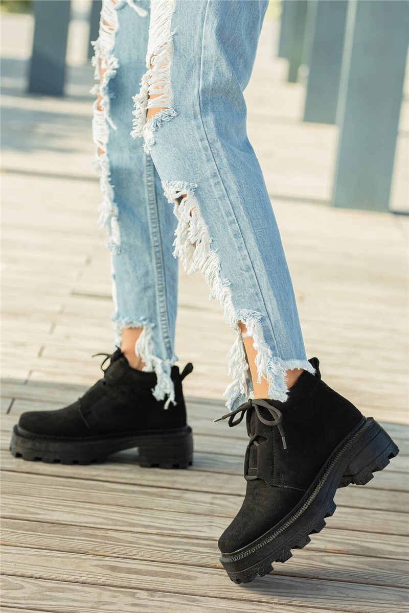 Botas femininas de camurça - pretas #358803