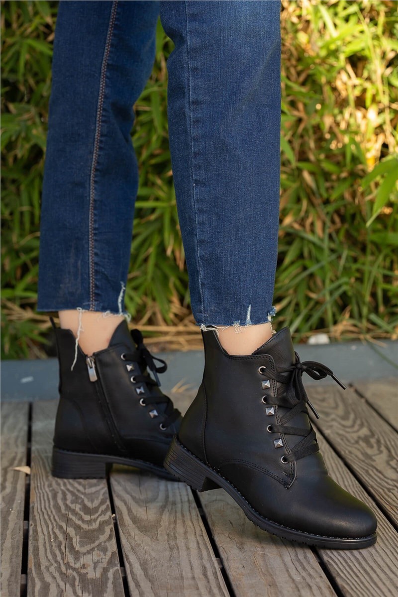 Women's Lace Up Boots - Black #361461