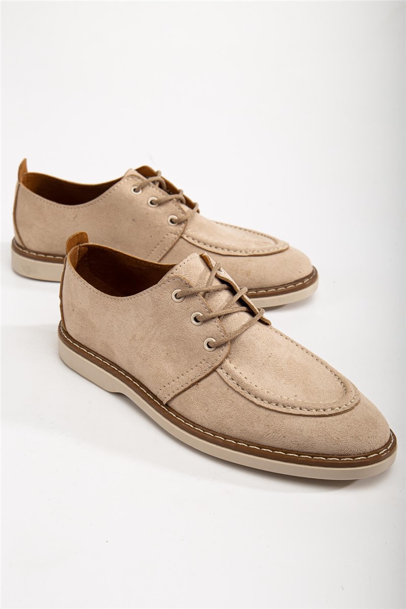 Women's Lace Up Suede Loafers - Beige #367270