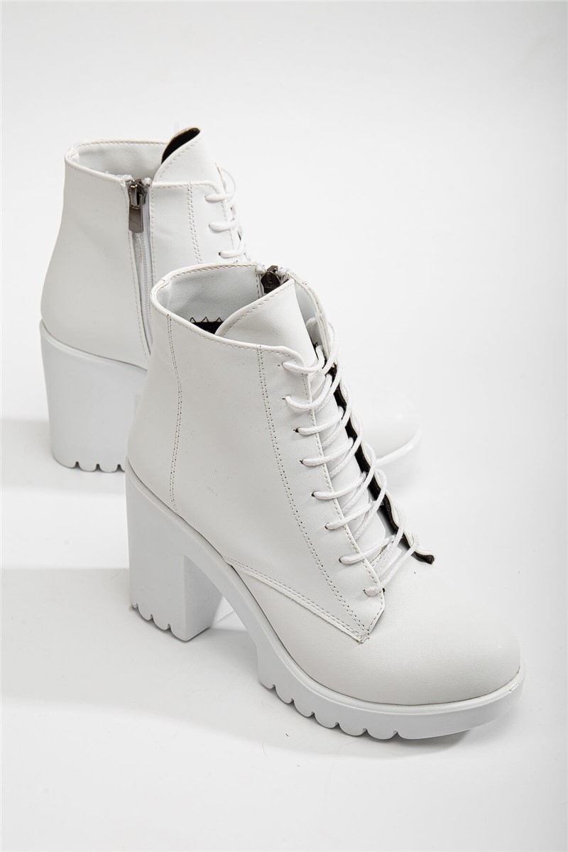 Women's Platform High Heel Boots - White #365864