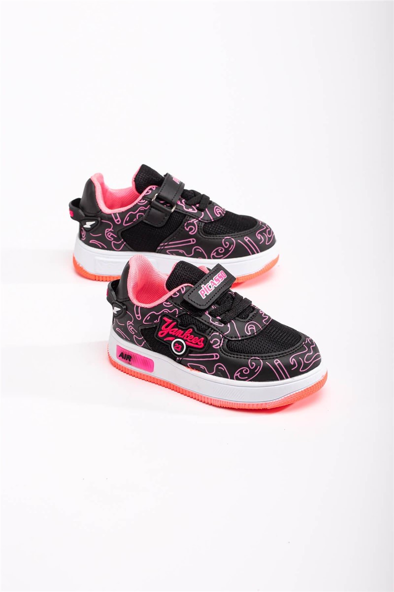 Dječje sportske cipele s čičak kopčom - crne s ružičastom #370841