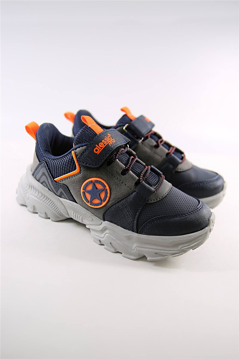 Scarpe sportive per bambini - Blu scuro con arancione #361427