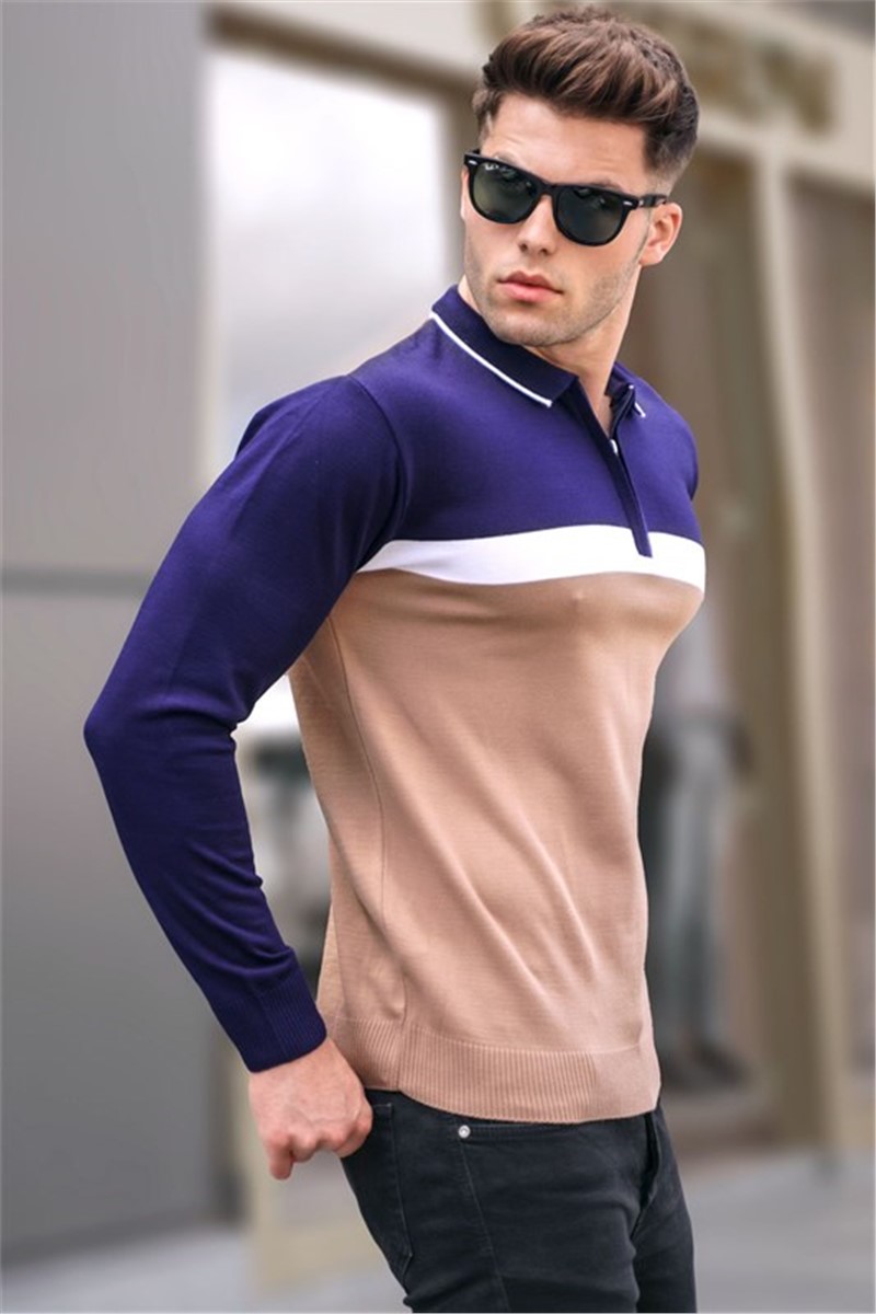 Men's Sweater with Collar 5787 - Beige #334565