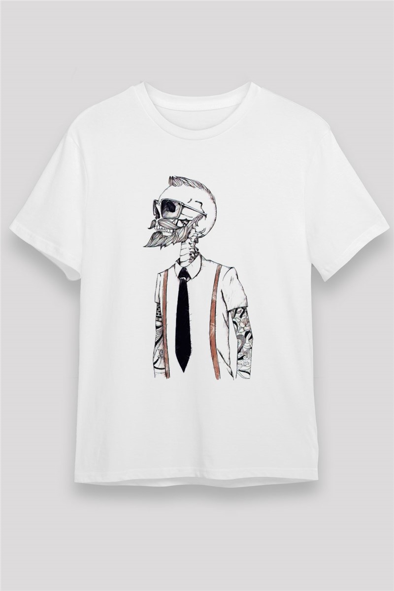Unisex Print T-Shirt - White #373333