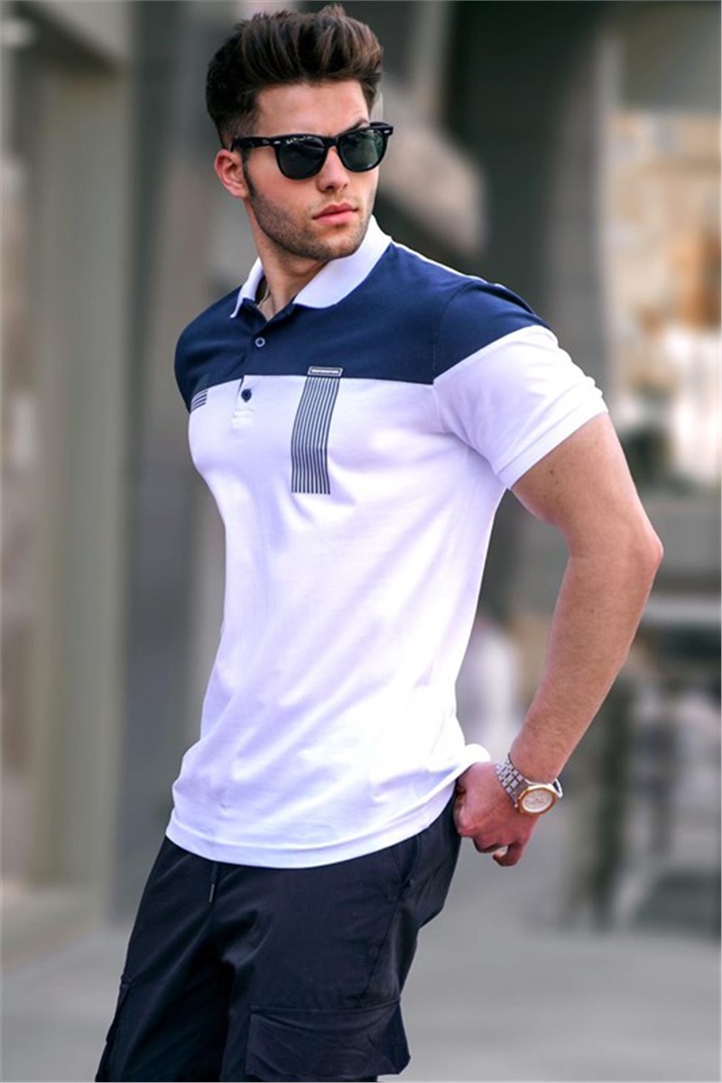 Men's t-shirt with collar 5855 - White #331316
