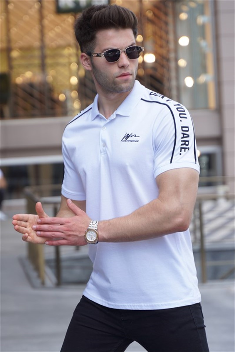 T-Shirt Uomo con Colletto 5892 - Bianco #334300