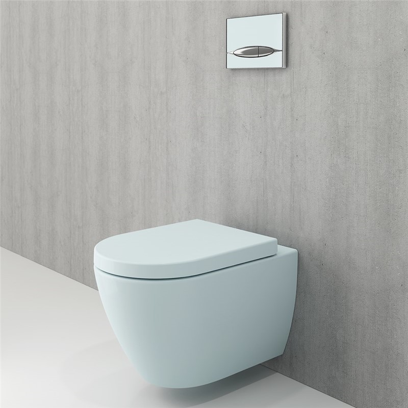 Bocchi Venezia Rimless Wall Mounted Toilet - Light Blue Matte #342639