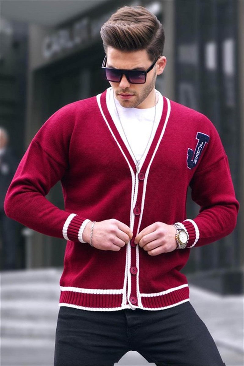 Men's Knitted Cardigan 6314 - Bordeaux #363681