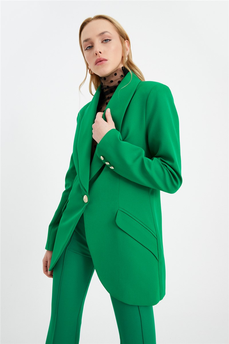 Ženski sako sa šal ovratnikom - zelena #327724