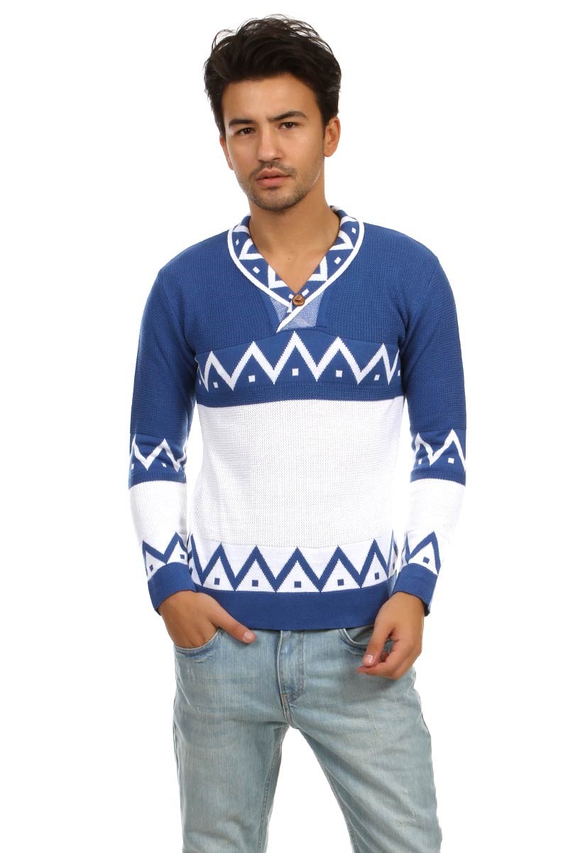 Jumper com decote em V com padrão contrastante