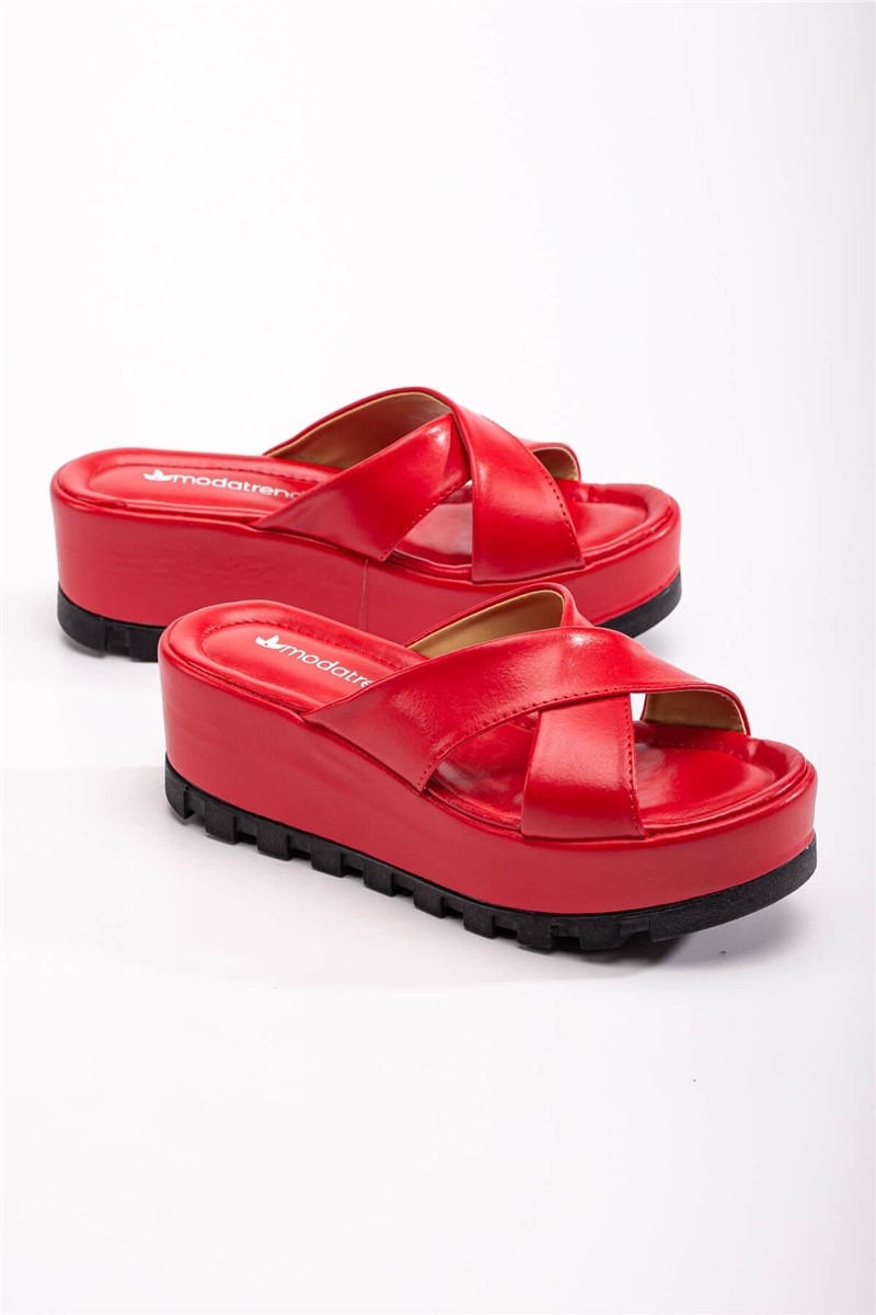 Ženske papuče s punim potplatom - crvene #370722