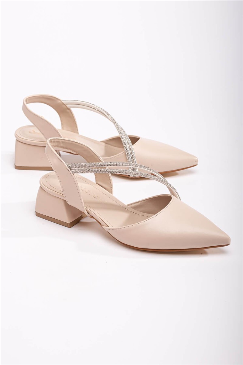 Damen Sandalen mit Steinen - beige #370709