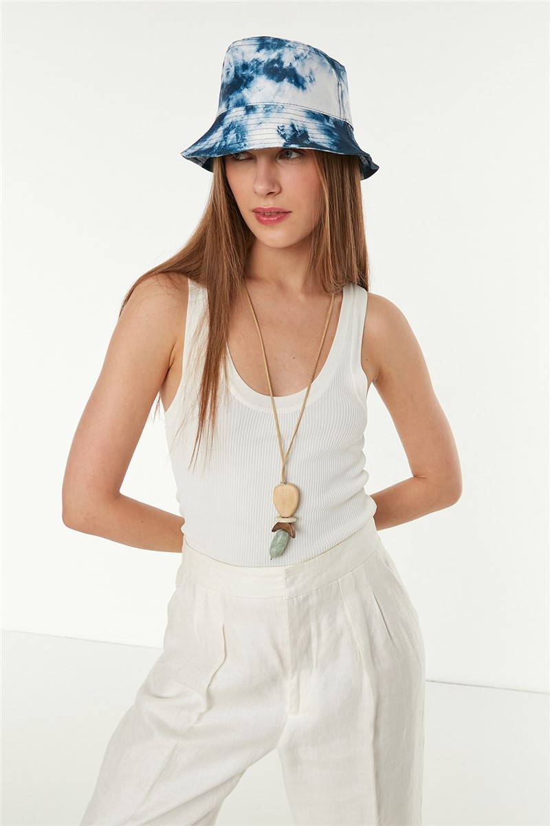 Women's beach hat Y8073 K-07 - Blue and White #330285
