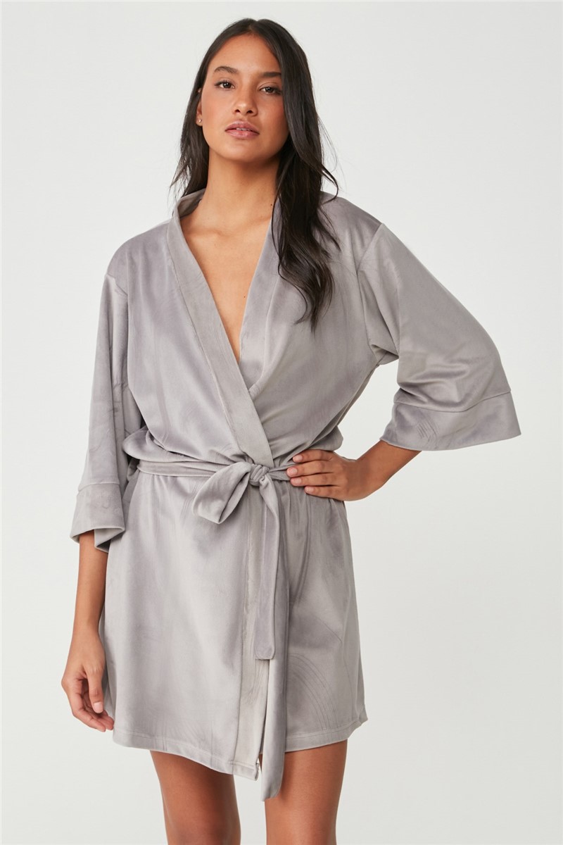 Women's Velvet Robe 9077 - Gray #364946