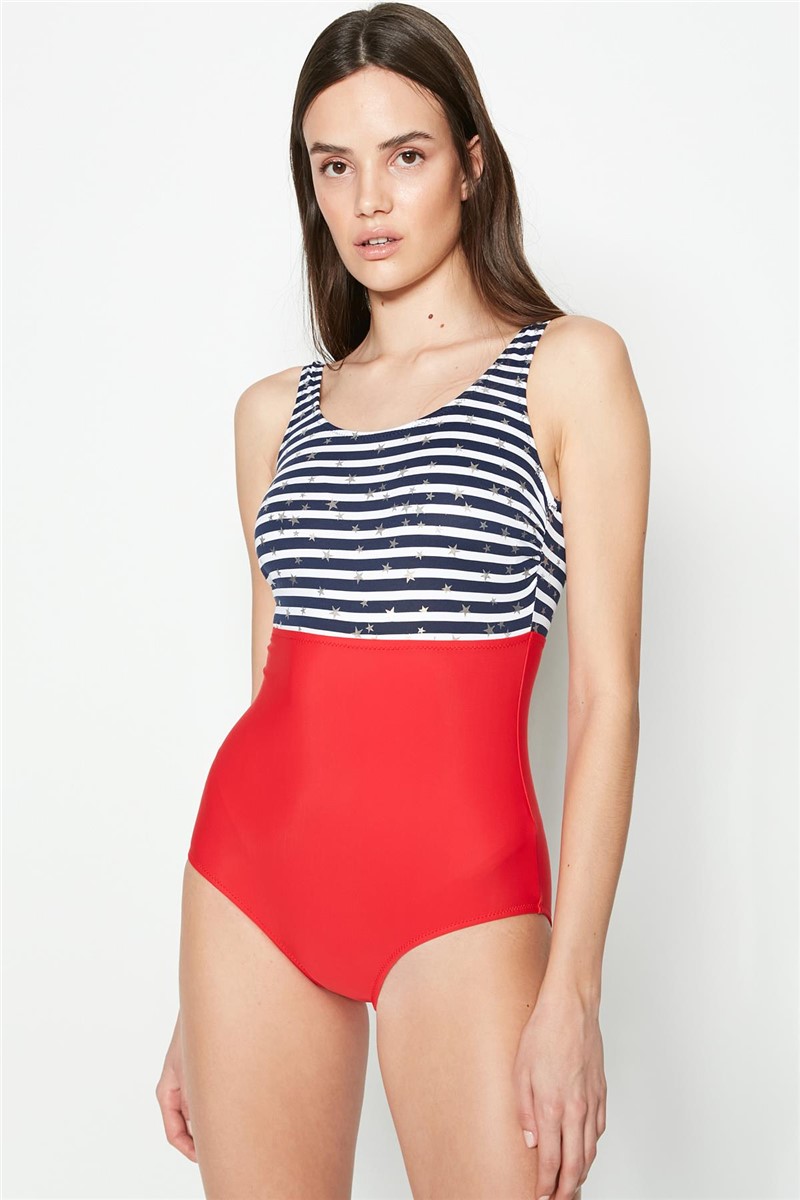 One Piece Swimsuit 7700 - Blue-Red #383352