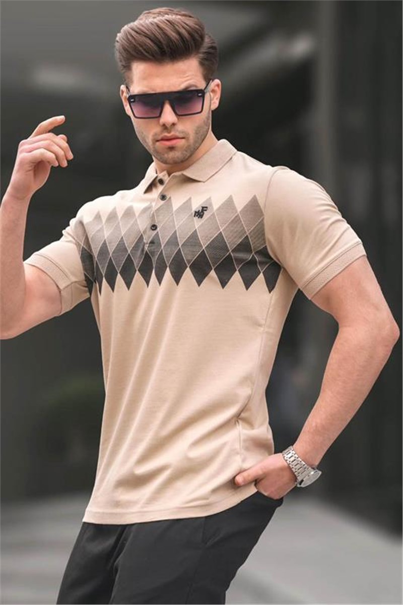 T-Shirt Uomo con Colletto 6106 - Beige #394907