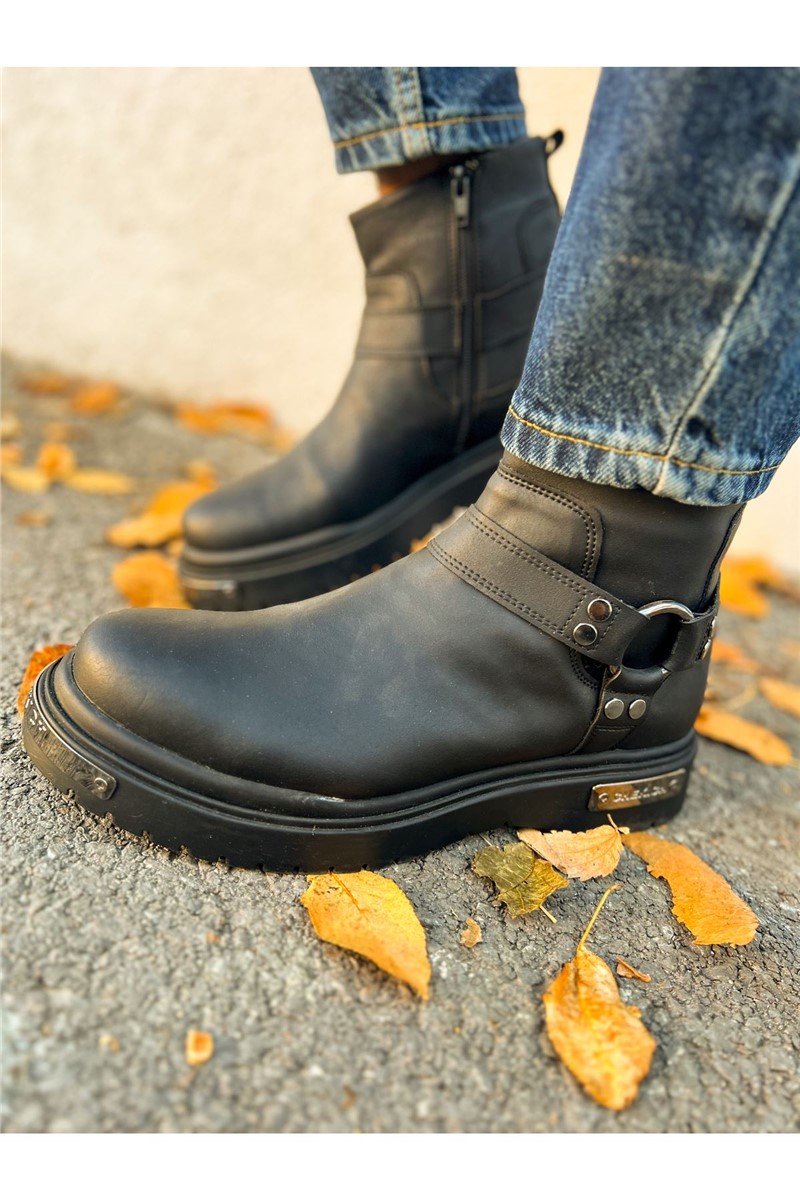 Zip Up Boots For Men CH227 CST - Black #367868