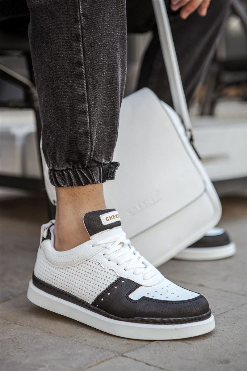 Sapatos masculinos Chekich CH201 - Branco com preto #359760