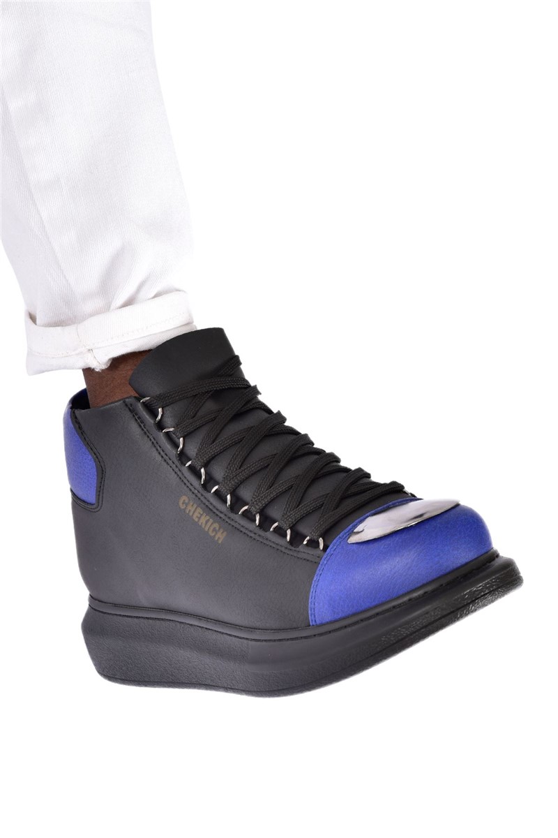 Stivali con lacci da uomo Chekich - Nero con blu #365592