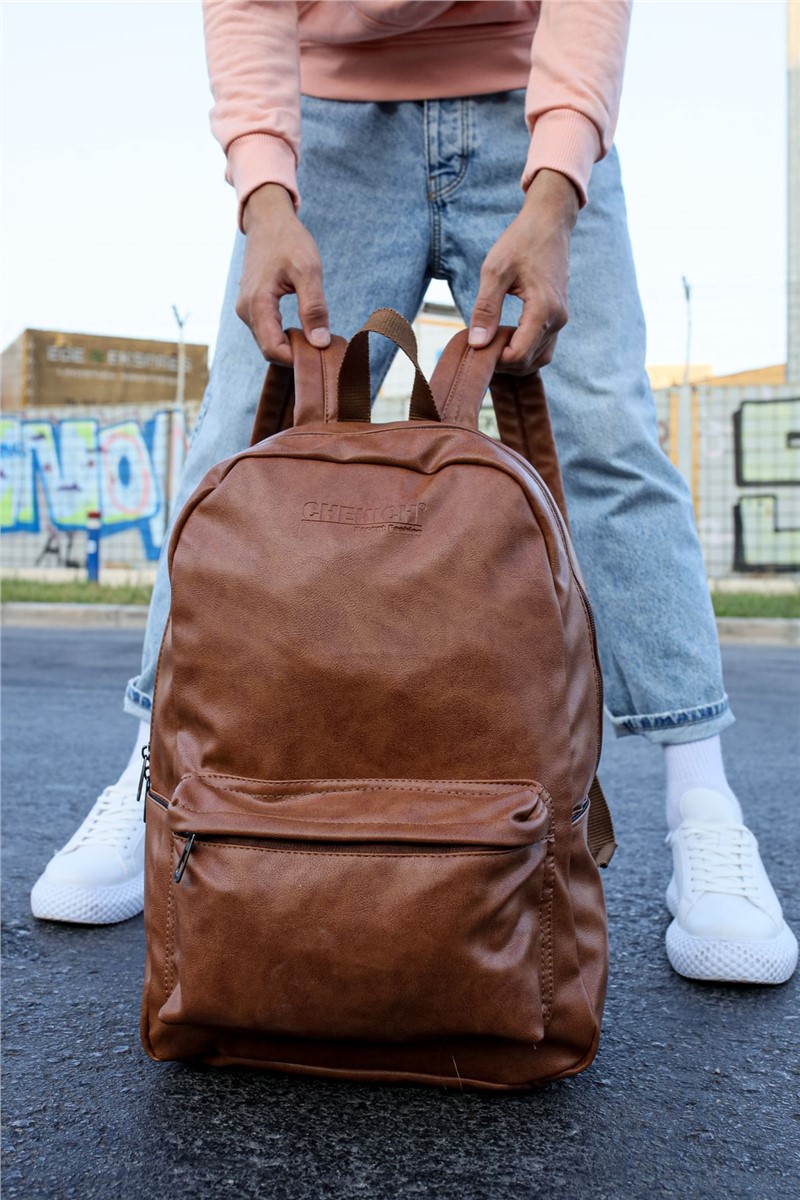 Chekich Men's Leather Backpack - Taba #359918
