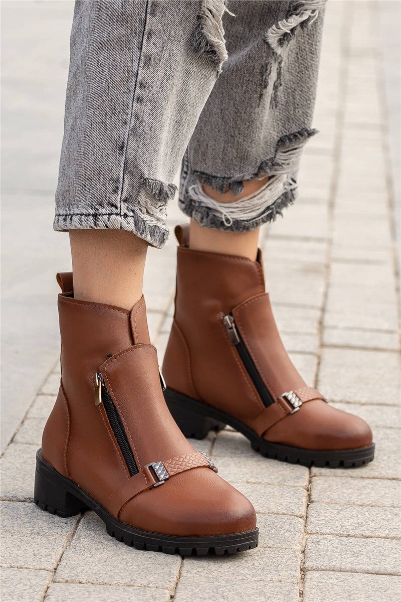 Women's Double Zip Boots - Taba #363018