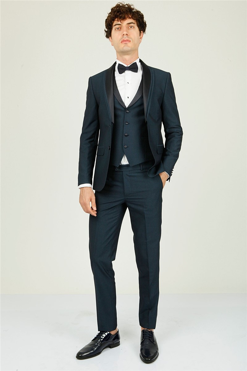 Men's suit with vest - Dark blue 308317