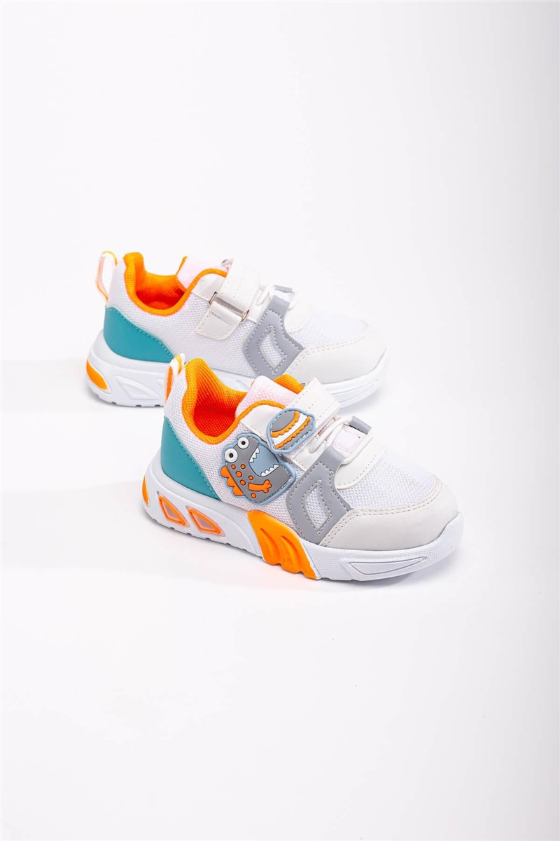Children's Sports Shoes with Velcro Closure - White with Turquoise #370823