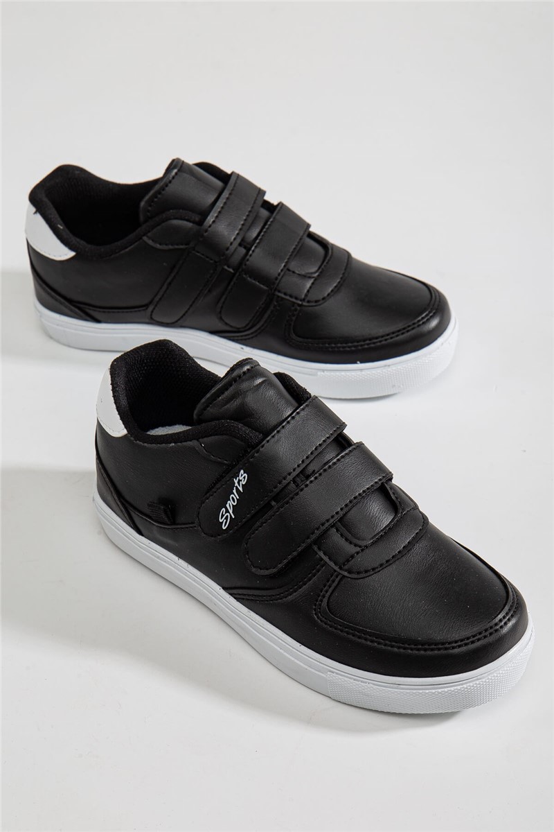 Children's Sports Shoes with Velcro Closure - Black with White #366103