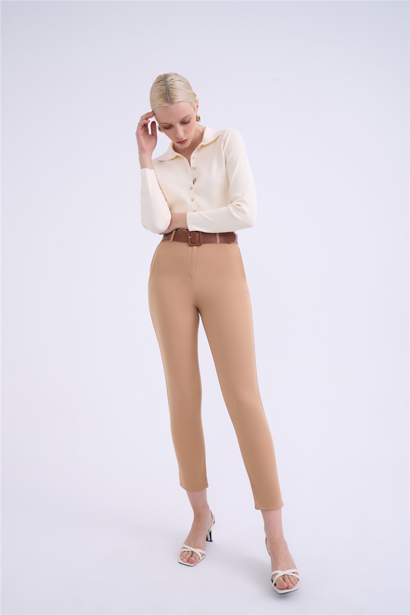 Sateen Women's Trousers - Light Brown #316442