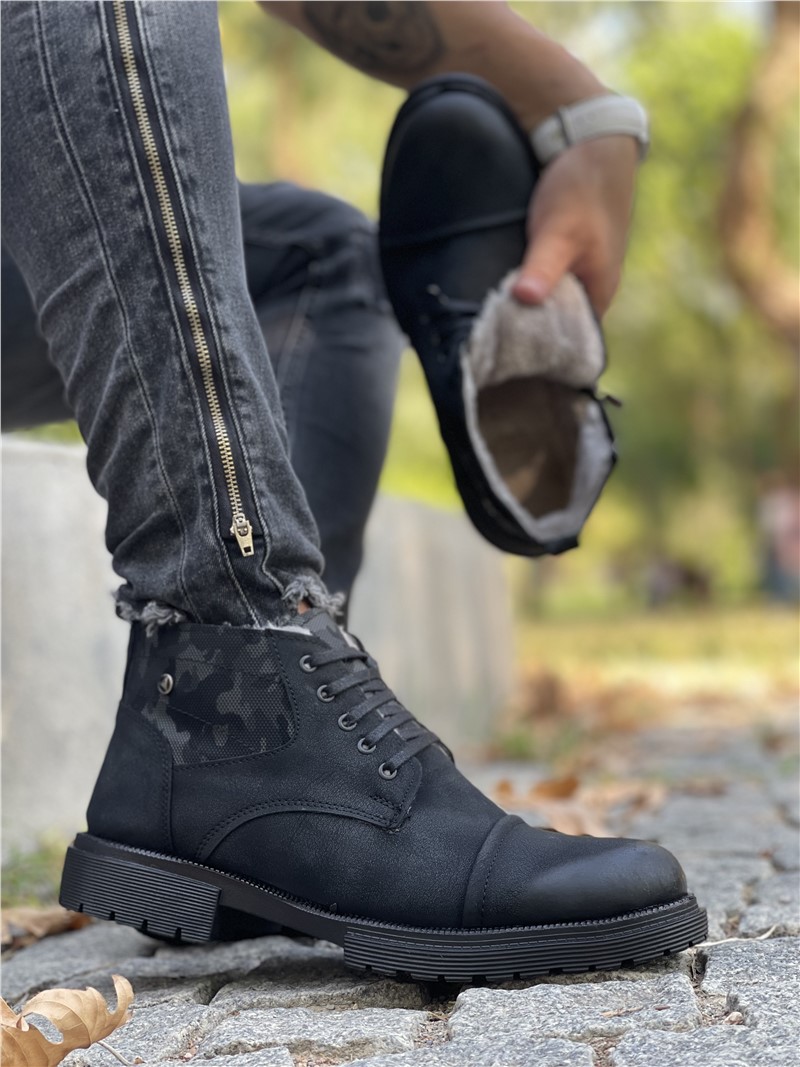 CO743 Men's Zip Up Scrawl Boots - Black #359272