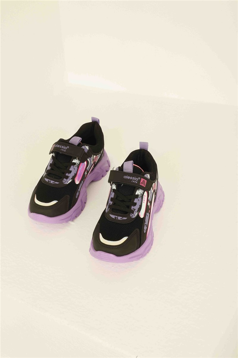 Scarpe sportive per bambini 31-35 - Nere con viola #324812