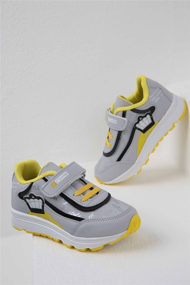 Children's sports shoes - Gray with yellow #321627
