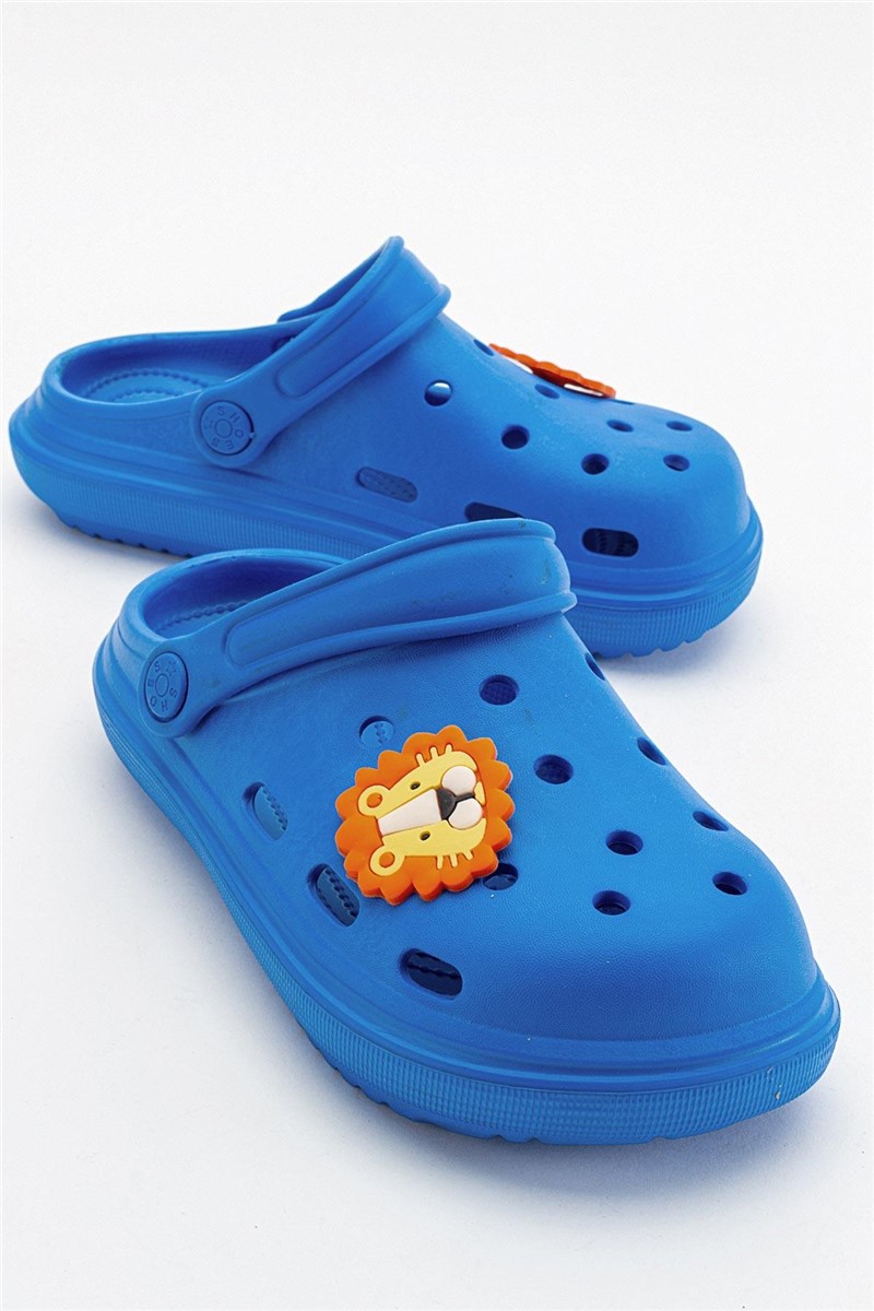 Children's clog type slippers - Bright blue #382832