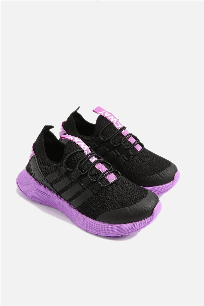 Children's sports shoes 31-35 - Black with Purple #329814