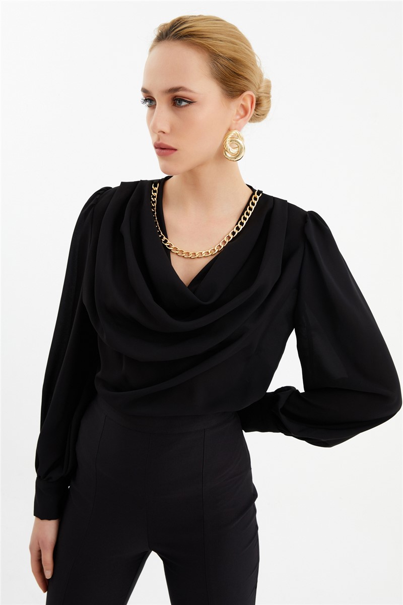 Women's blouse with metal detail - Black #329190