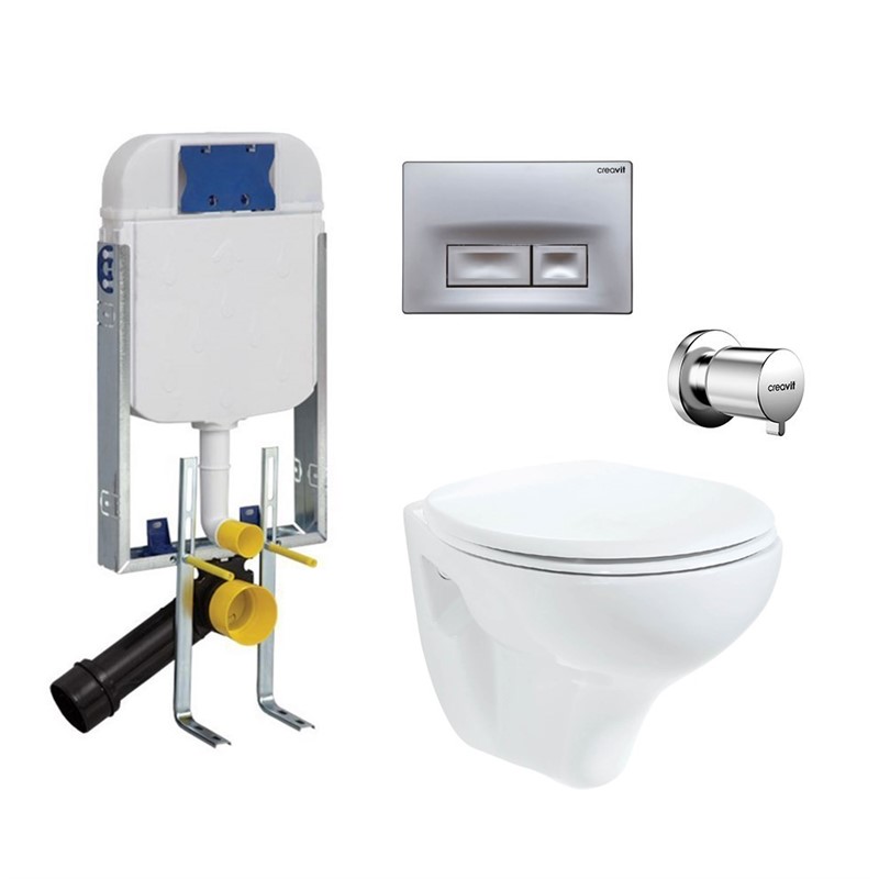 Creavit Perla Wall Hung WC and Concealed Cistern Set - #355526