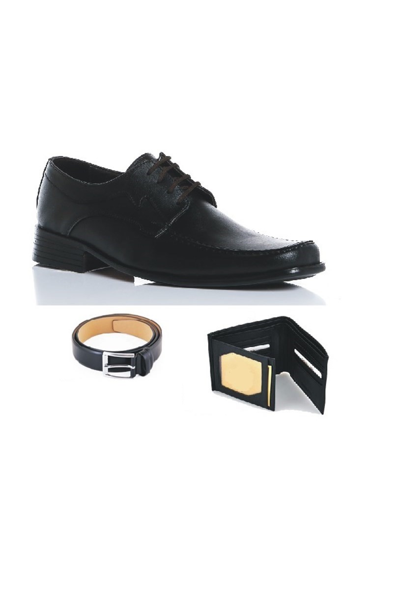 Men's Shoes, Belt and Wallet Set - Black #M57