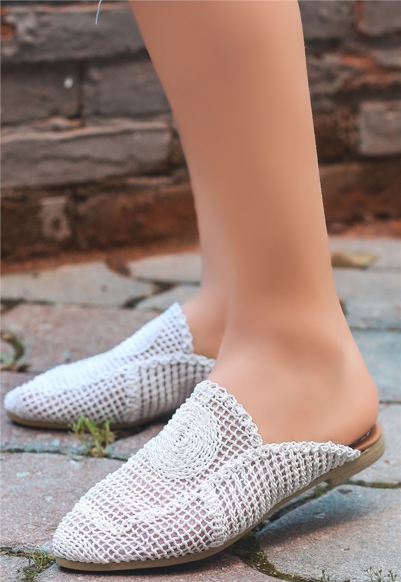 Pantofole lavorate a maglia da donna - Bianco #366640