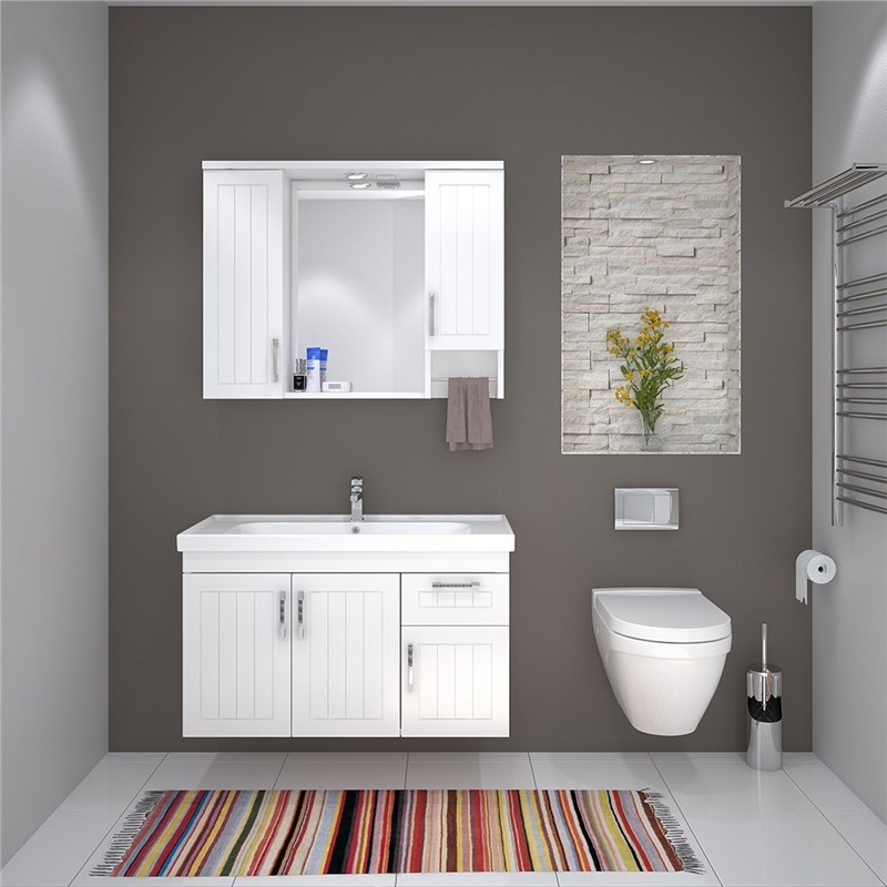 Denko Lotus Bathroom Set 100cm - White #337536