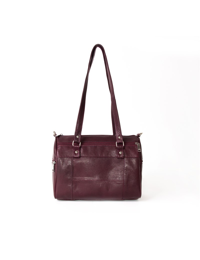 Leather Club Women's Leather Shoulder Bag - Burgundy #317399