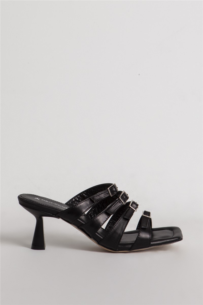 Ladies Genuine Leather Slippers 714 - Black #334664
