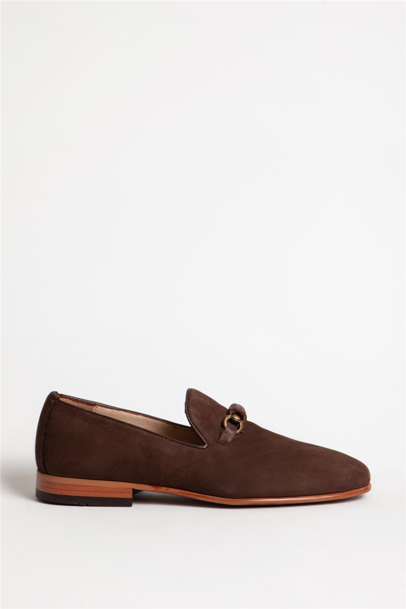 Sapatos Masculinos de Camurça Natural - Marrom #318104