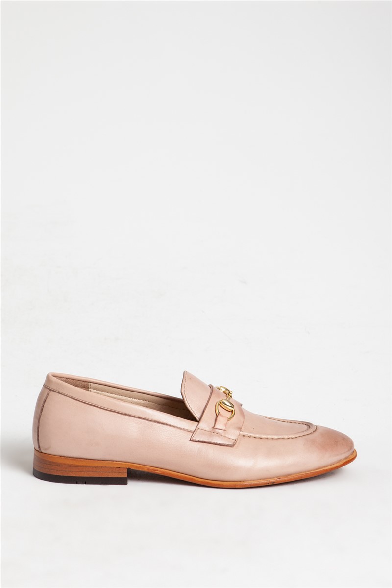 Sapatos masculinos de couro genuíno - Rosa claro #318112