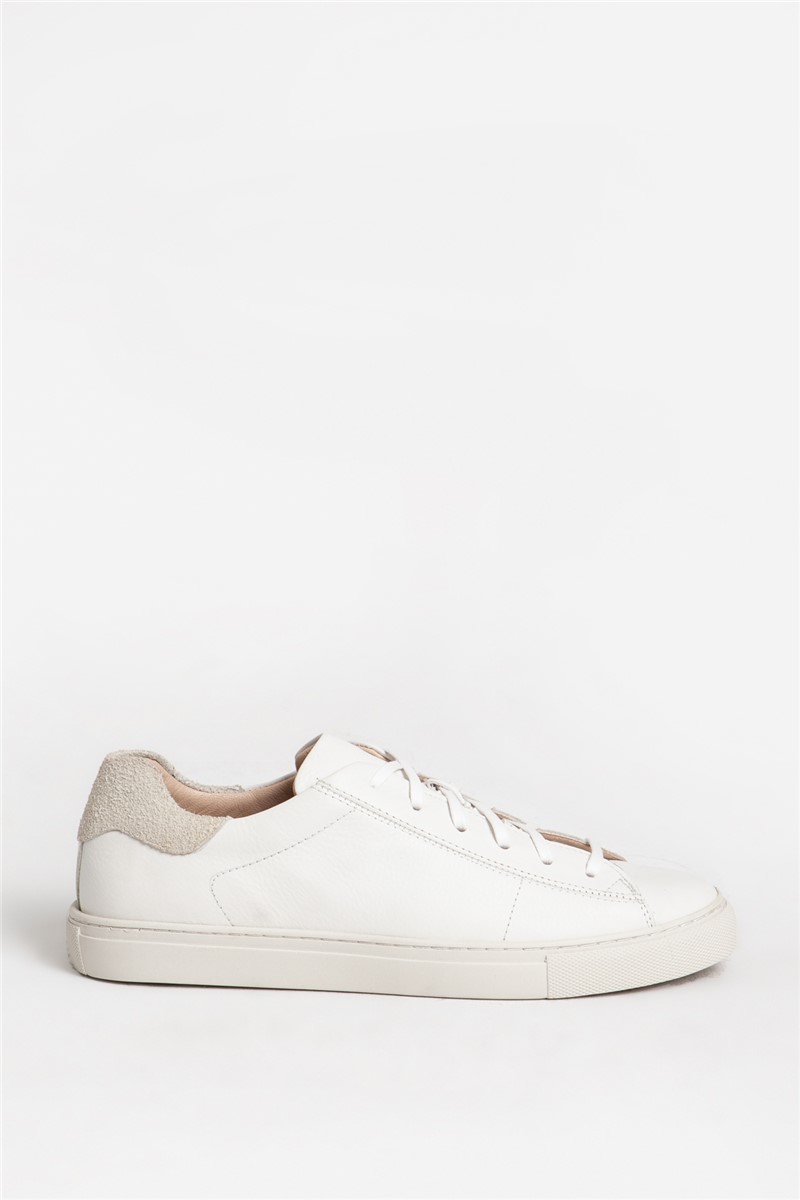Men's Real Leather Trainers - White #318113