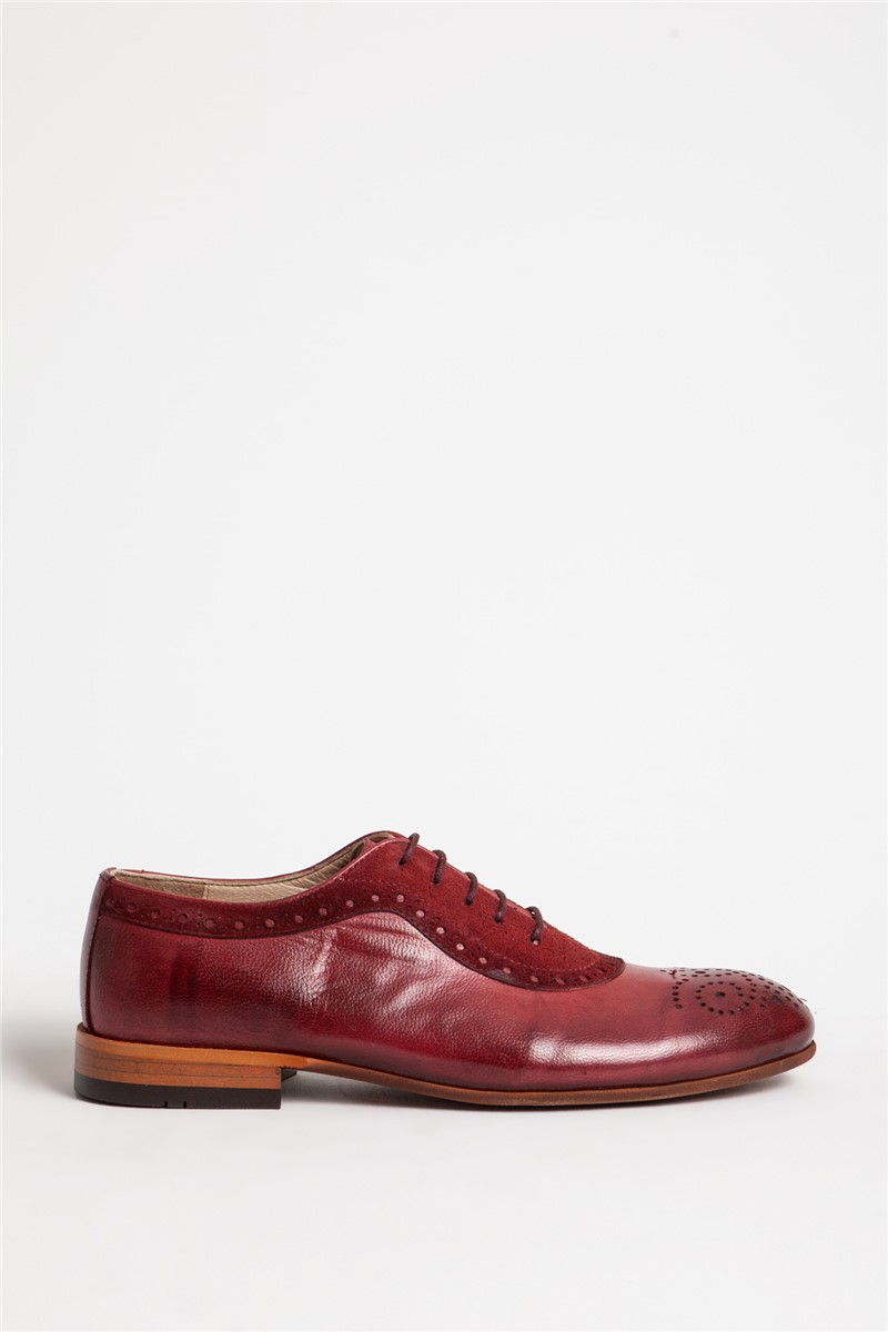 Sapatos masculinos de couro genuíno - Vermelho #318527