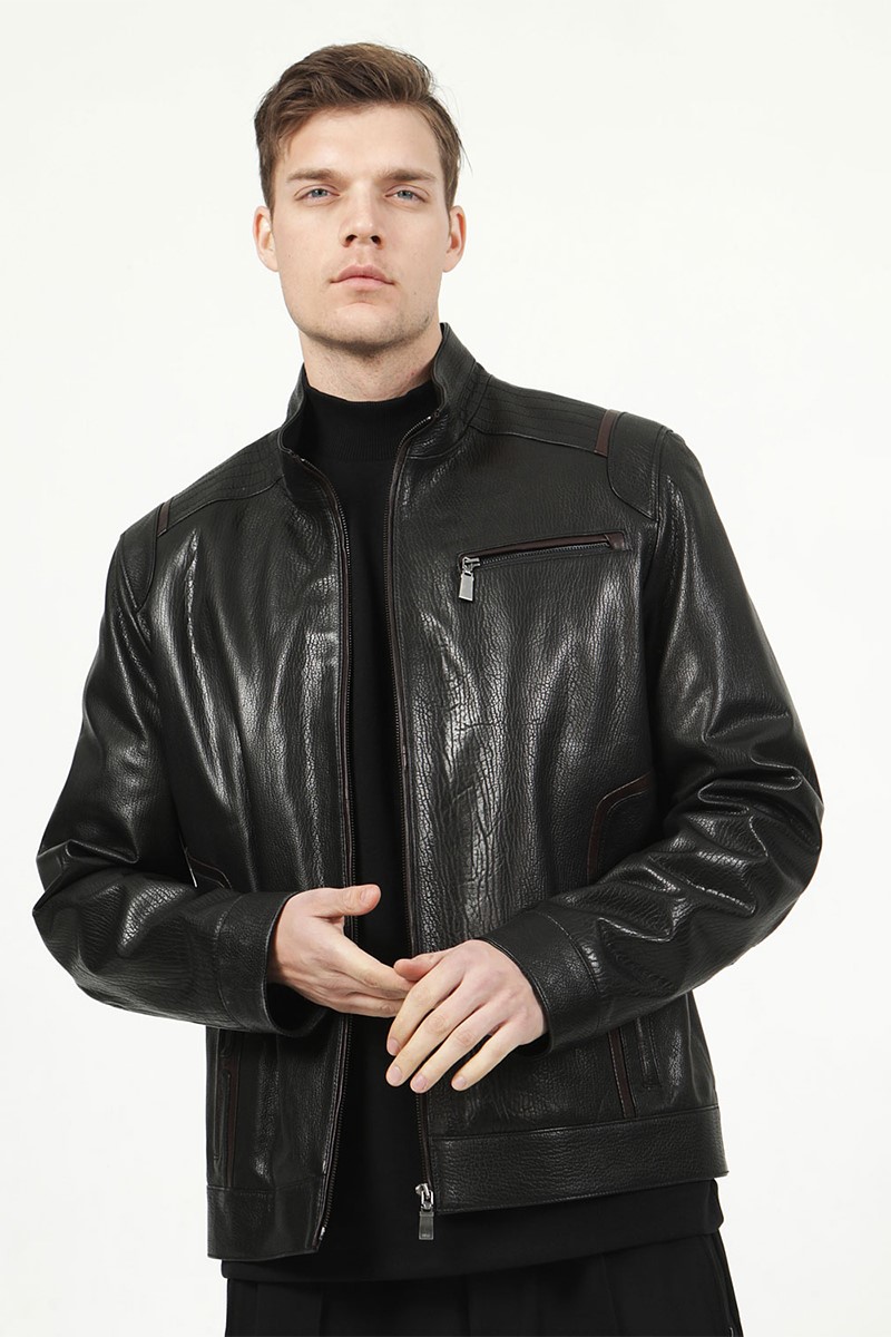 Men's Real Leather Jacket - Black #317660
