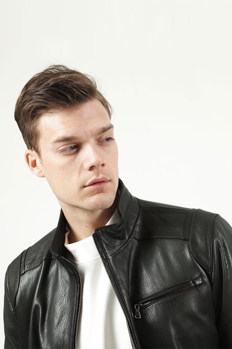Men's Real Leather Jacket - Black #317670